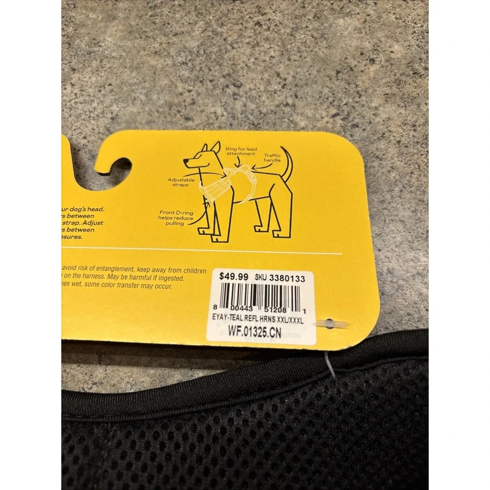 EveryYay Embrace the Pace Teal Reflective Dog Harness, 2XL/3XL Brand New